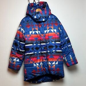Aqua x Pendleton Rare Women’s Pilo Cocoon Puffer Coat Medium Aztec Geometric